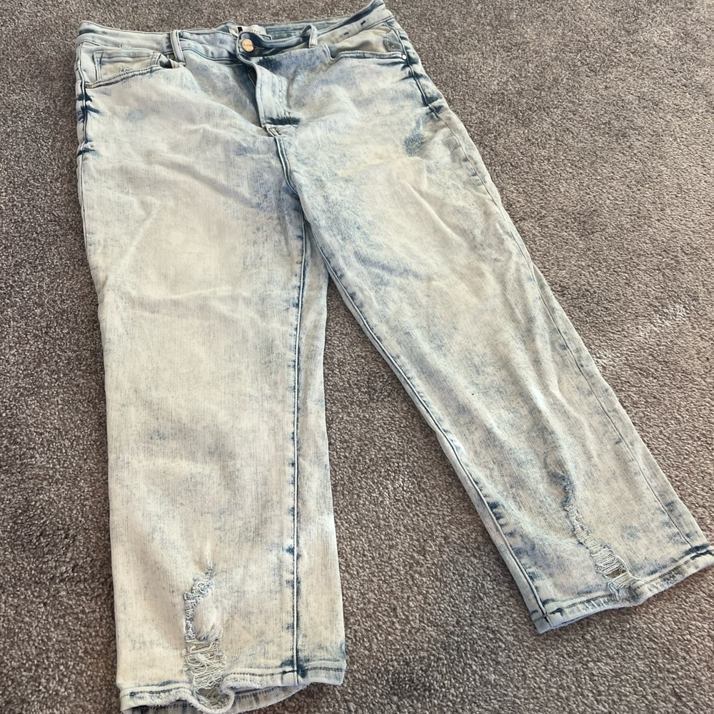 Risen Acid Wash Denim Capris 2xl EUC